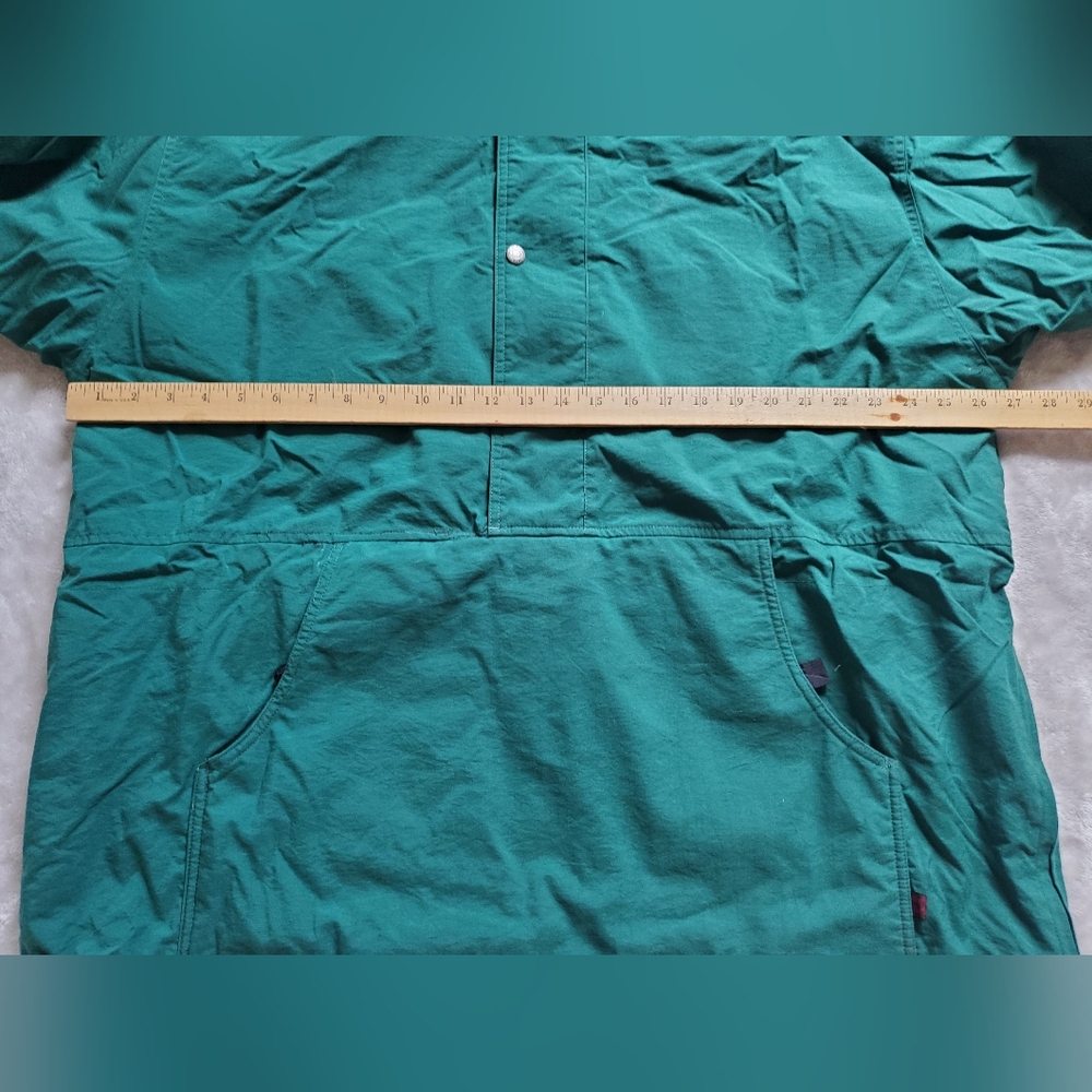 Mens Pullover Anorak XL Green Soft Shell Windbreaker Hooded Woolrich - Picture 12 of 12